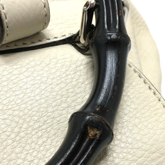 GUCCI White Leather Bamboo Backpack - Picture 12 of 16